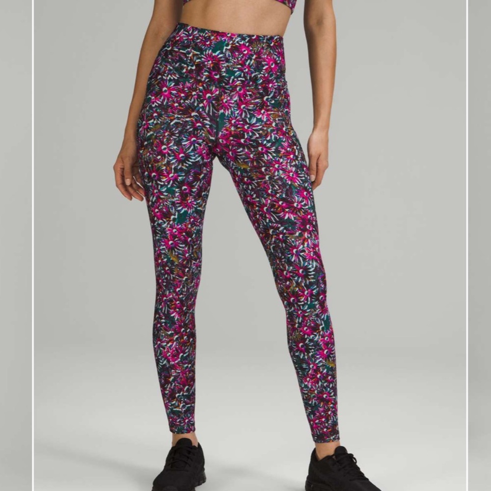 Lululemon Base Pace High-Rise Fleece Tight Legging 2 28" Floral Electric Multi
